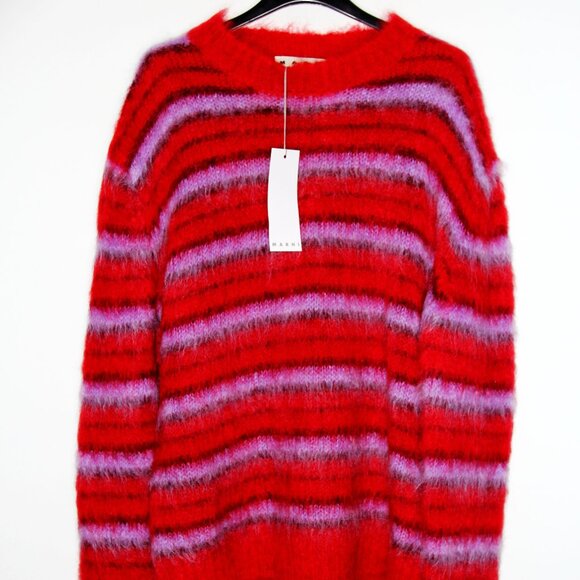 BNWT AW21 MARNI STRIPED FUZZY-WUZZY MOHAIR SWEATER 50 - Picture 2 of 12